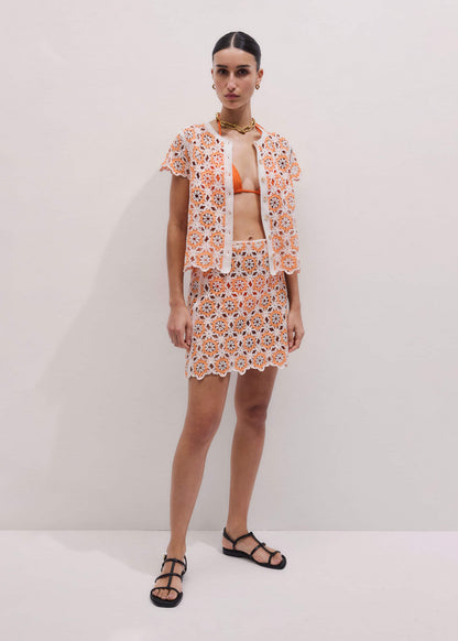 Floral Crochet Orange Beach Baby Tee | ME+EM