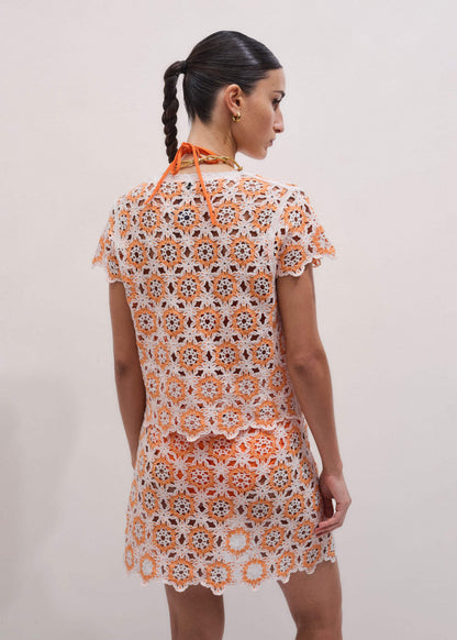 Floral Crochet Orange Beach Baby Tee | ME+EM