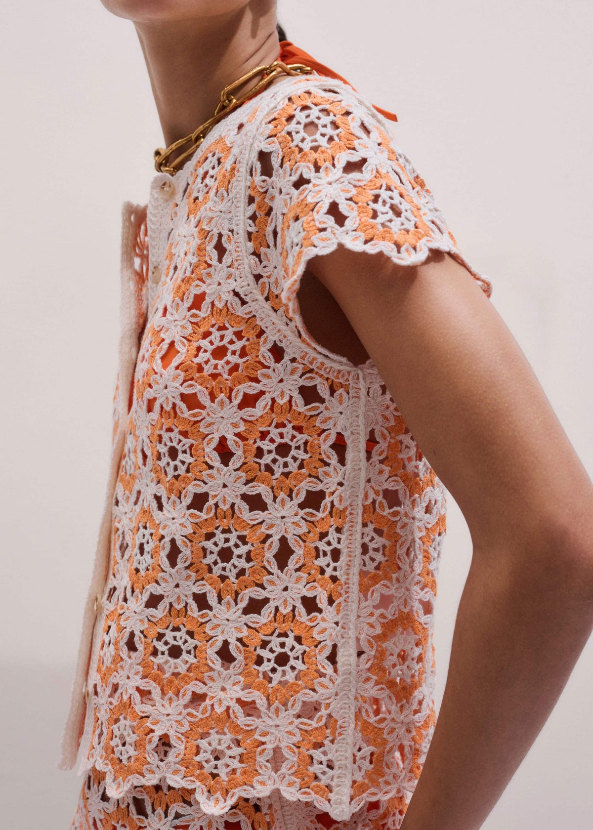 Floral Crochet Orange Beach Baby Tee | ME+EM