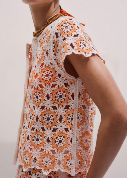 Floral Crochet Orange Beach Baby Tee | ME+EM