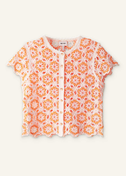 Floral Crochet Orange Beach Baby Tee | ME+EM