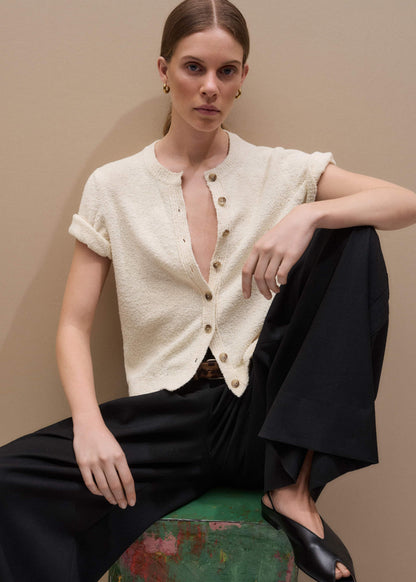Cream Short Sleeve Cardigan | ME+EM