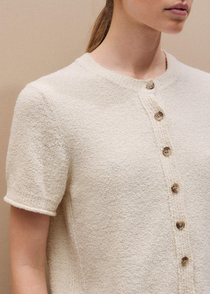 Cream Short Sleeve Cardigan | ME+EM