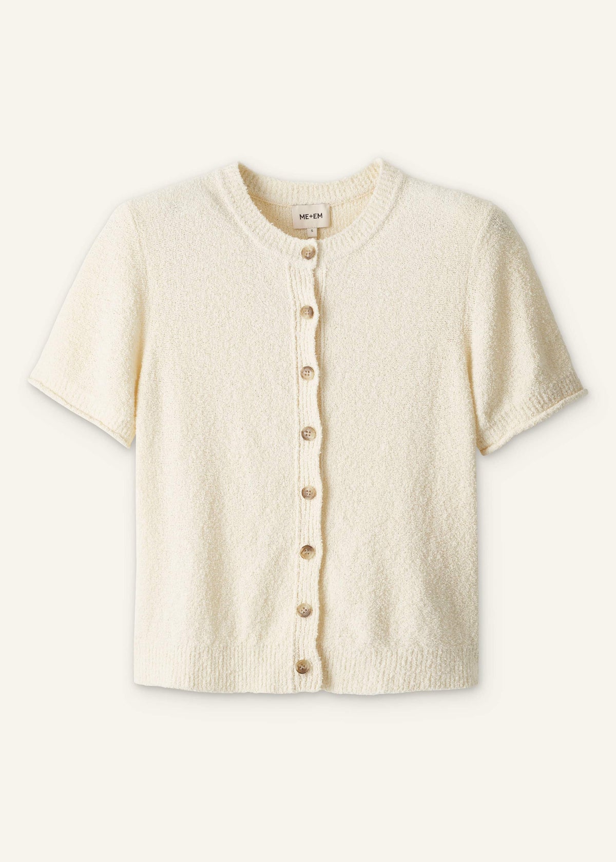 Cream Short Sleeve Cardigan | ME+EM