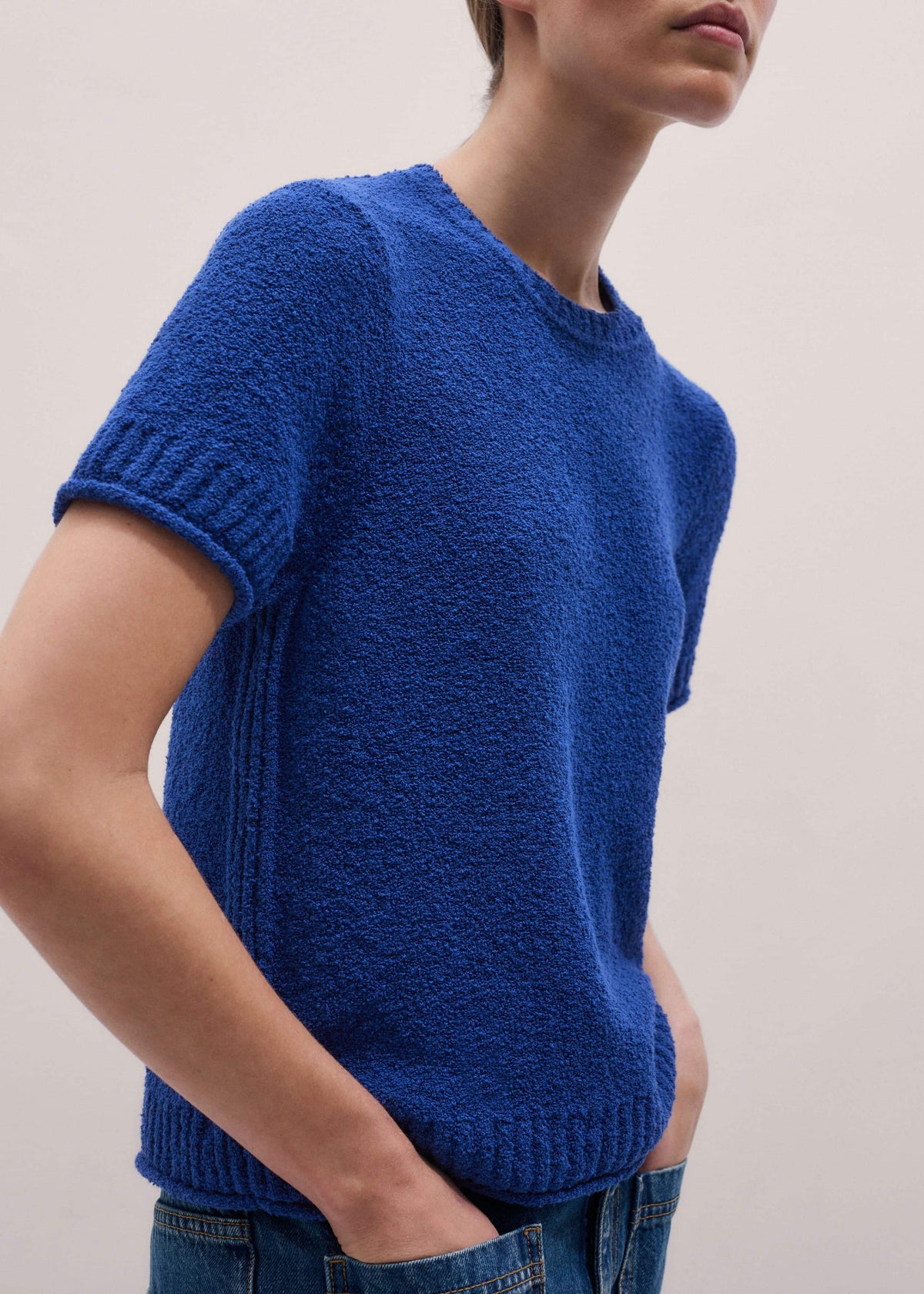 Blue Straight Knit Tee | ME+EM