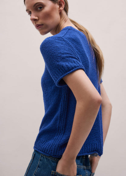 Blue Straight Knit Tee | ME+EM