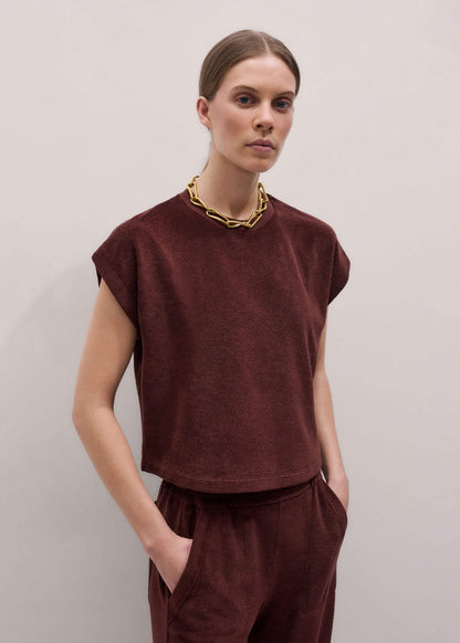 Cinnamon Brown Cap Sleeve Crop Tee | ME+EM