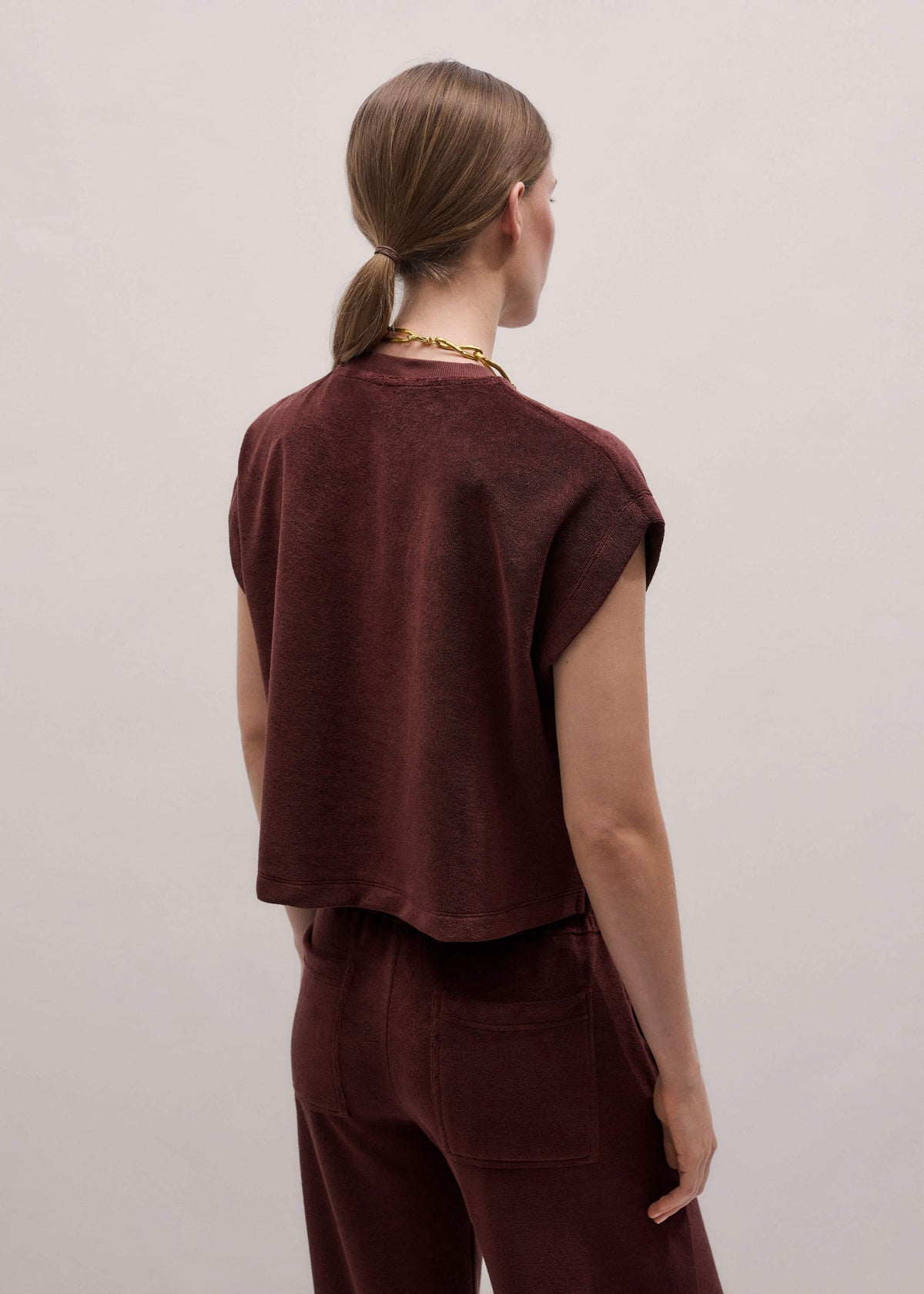 Cinnamon Brown Cap Sleeve Crop Tee | ME+EM