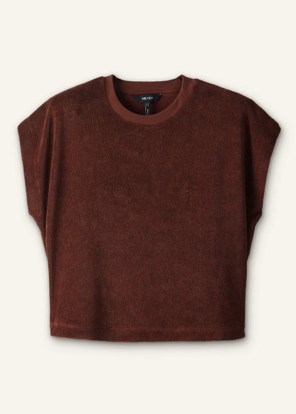 Cinnamon Brown Cap Sleeve Crop Tee | ME+EM