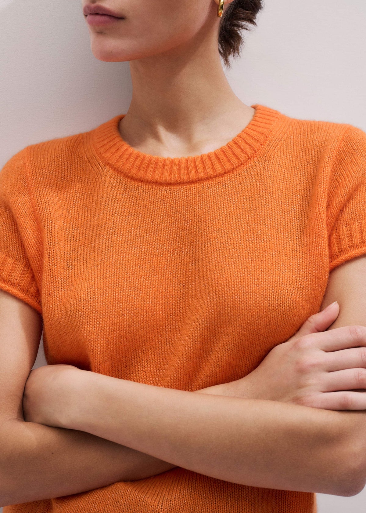Orange Merino Cashmere Silk Baby Tee | ME+EM