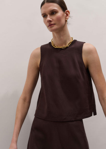 Brown Crochet Trim Crop Top | ME+EM