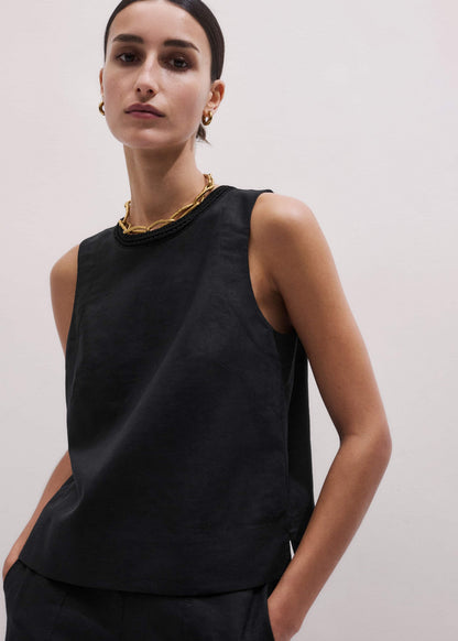 Black Crochet Trim Crop Top | ME+EM
