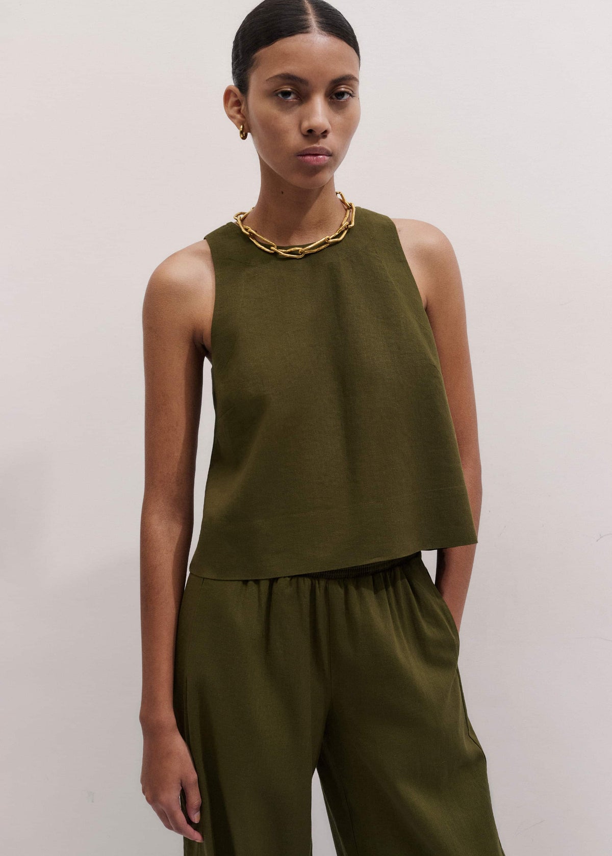 Olive Green Shell Crop Top | ME+EM