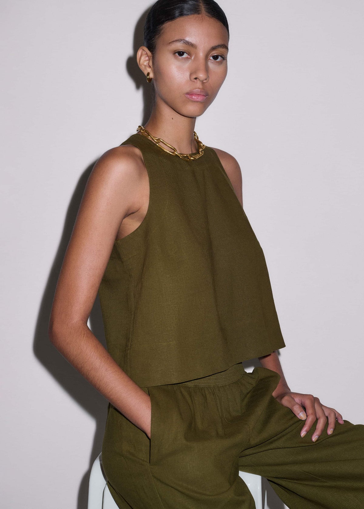 Olive Green Shell Crop Top | ME+EM