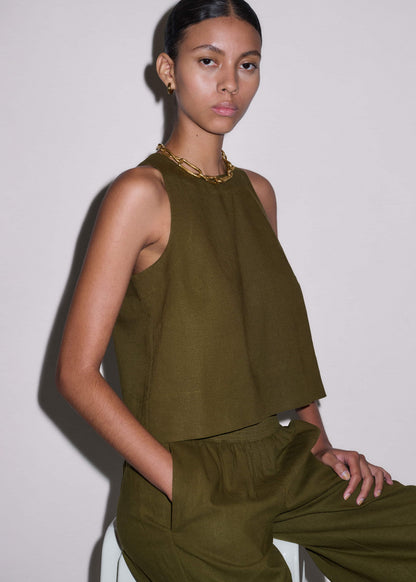 Olive Green Shell Crop Top | ME+EM