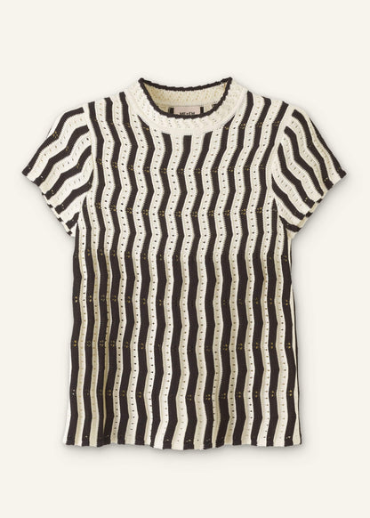 Cream Textured Pointelle Knit Swing Top | ME+EM