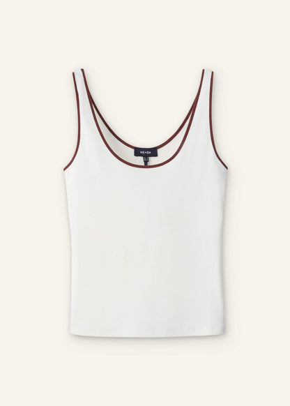 Cream Contrast Trim Slim Vest | ME+EM