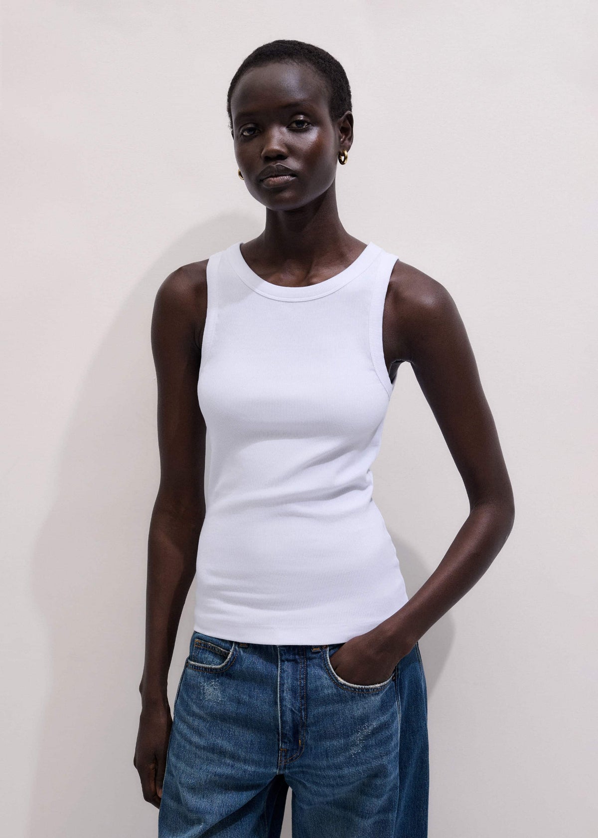 White Ultimate Crew Neck Tank | ME+EM