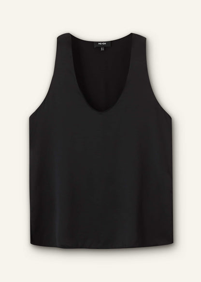 Black Silk Satin Evening Tank Top | ME+EM