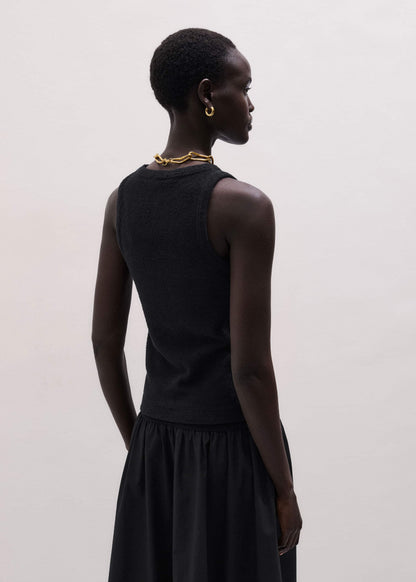 Black Textured Slim Basic Tank Top | ME+EM