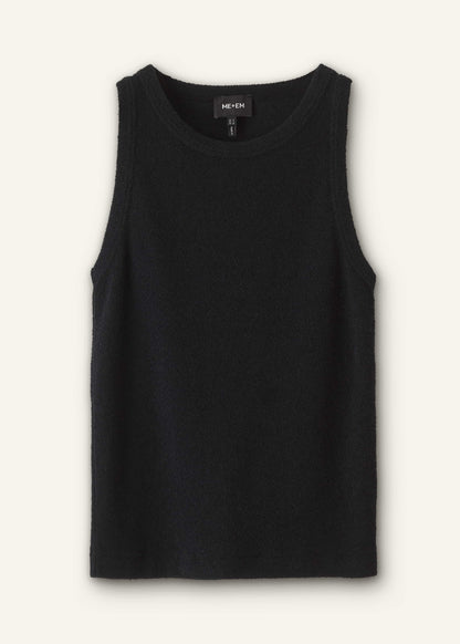 Black Textured Slim Basic Tank Top | ME+EM