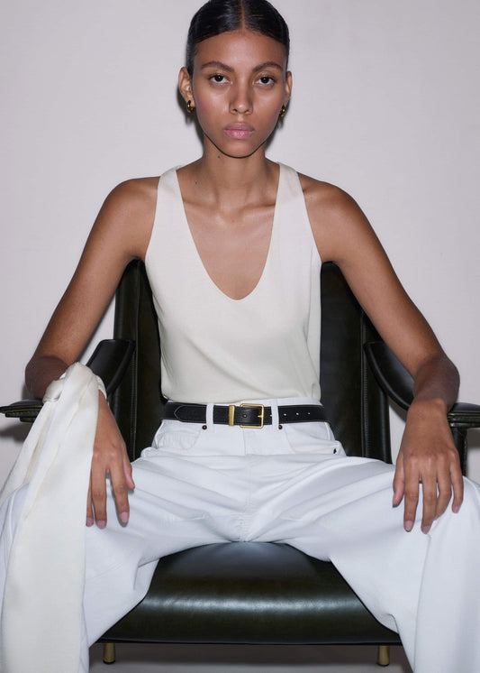 Cream Scoop Neck Vest | ME+EM