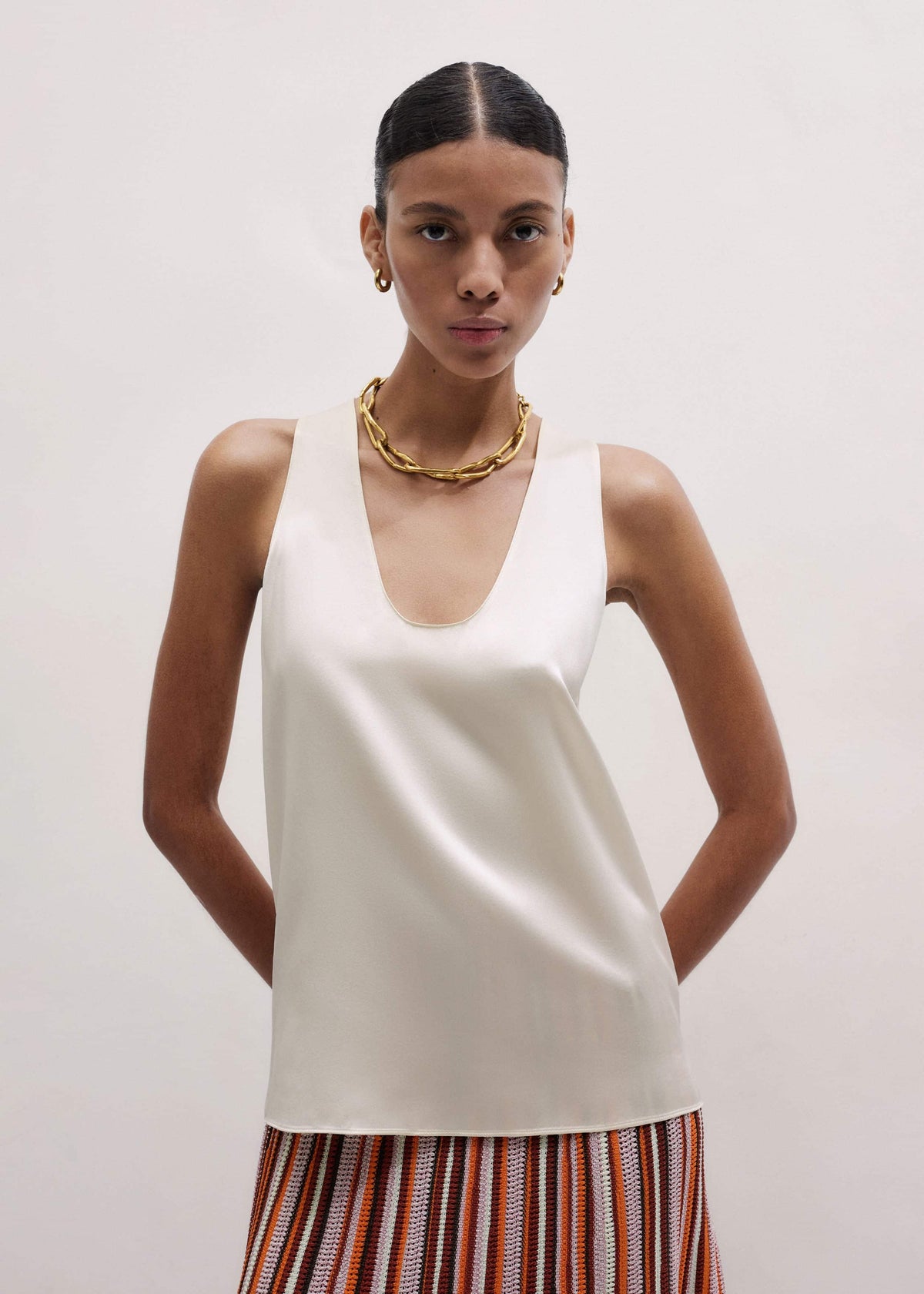 Cream Fluid Evening Tank Top | ME+EM