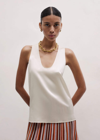 Cream Fluid Evening Tank Top | ME+EM