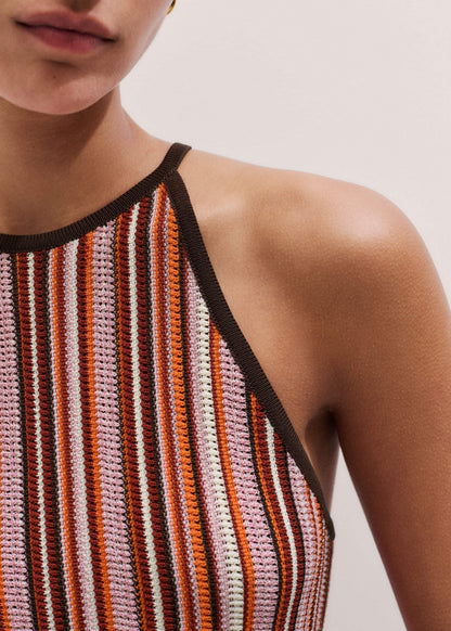 Cinnamon Brown Stripe Slim Knit Tank | ME+EM