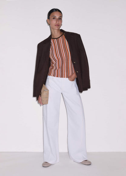 Cinnamon Brown Stripe Slim Knit Tank | ME+EM