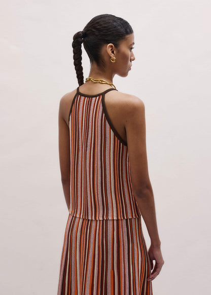 Cinnamon Brown Stripe Slim Knit Tank | ME+EM