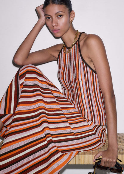 Cinnamon Brown Stripe Slim Knit Tank | ME+EM