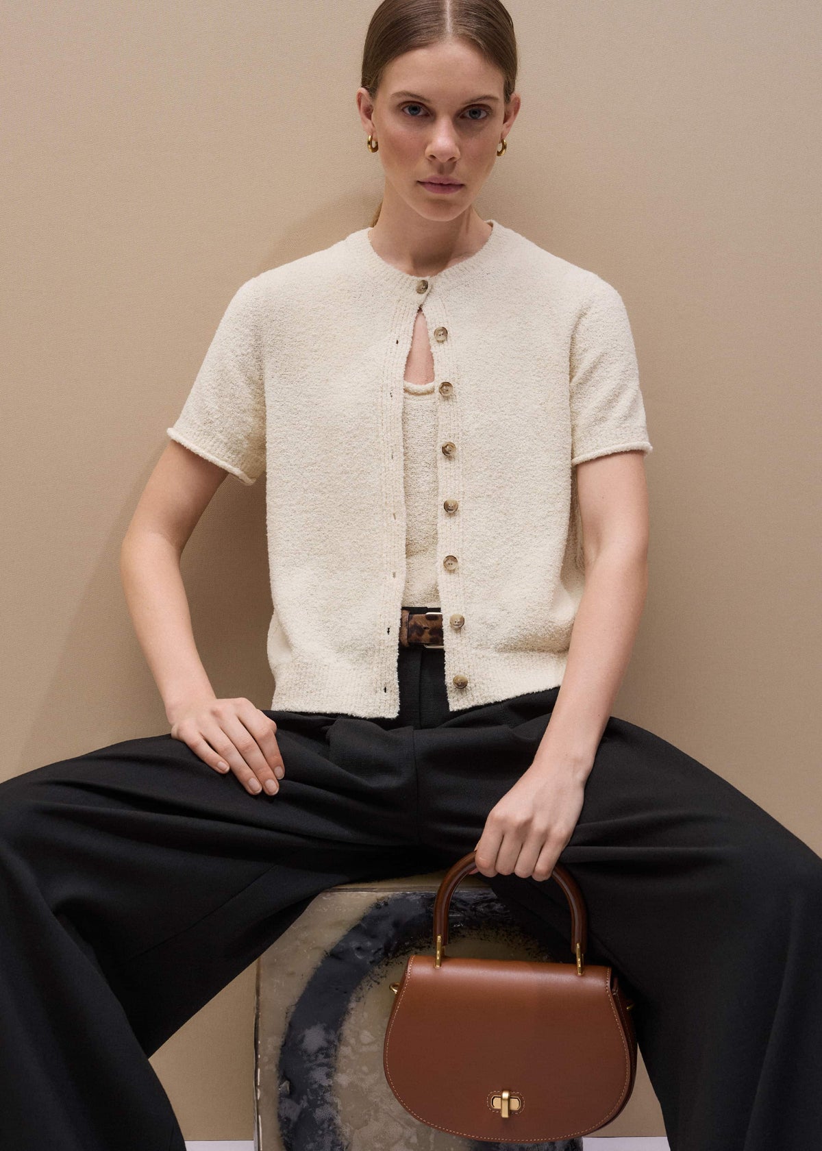 Cream Slim Knit Tank Top | ME+EM