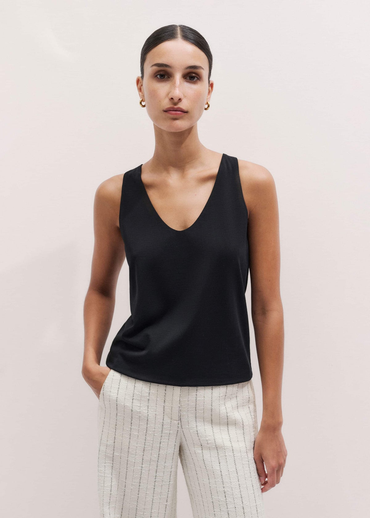 Black Scoop Neck Vest | ME+EM