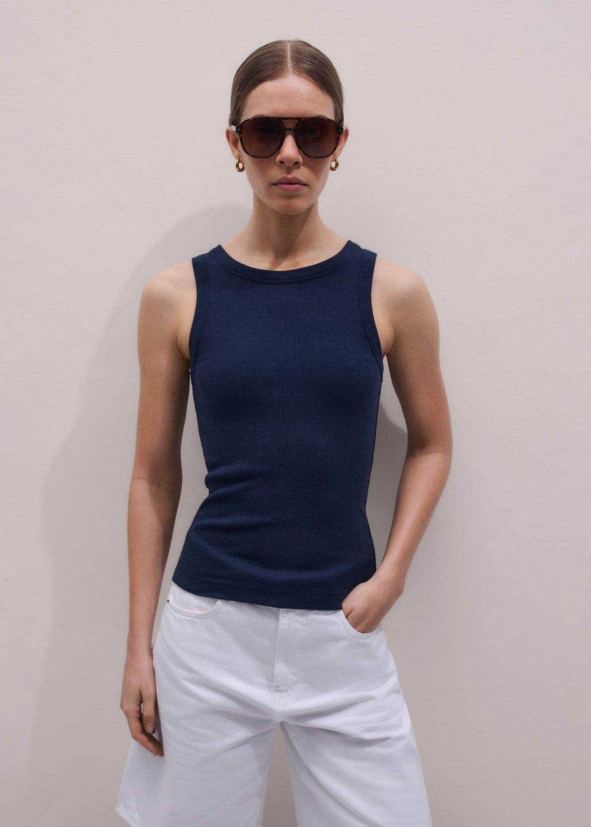 Navy Ultimate Crew Neck Perfect Basic Tank | ME+EM