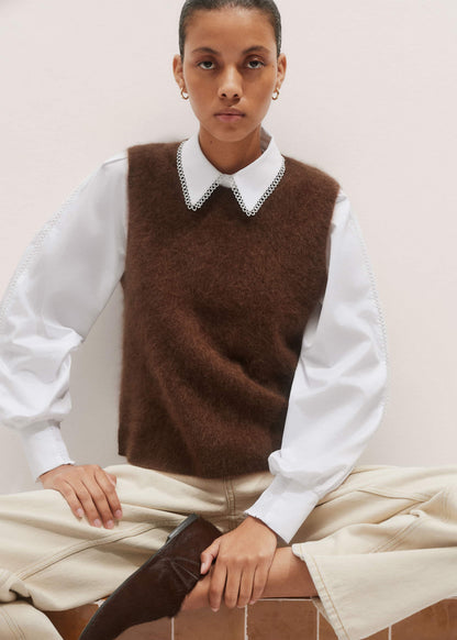 Brown Straight Sweater Vest | ME+EM