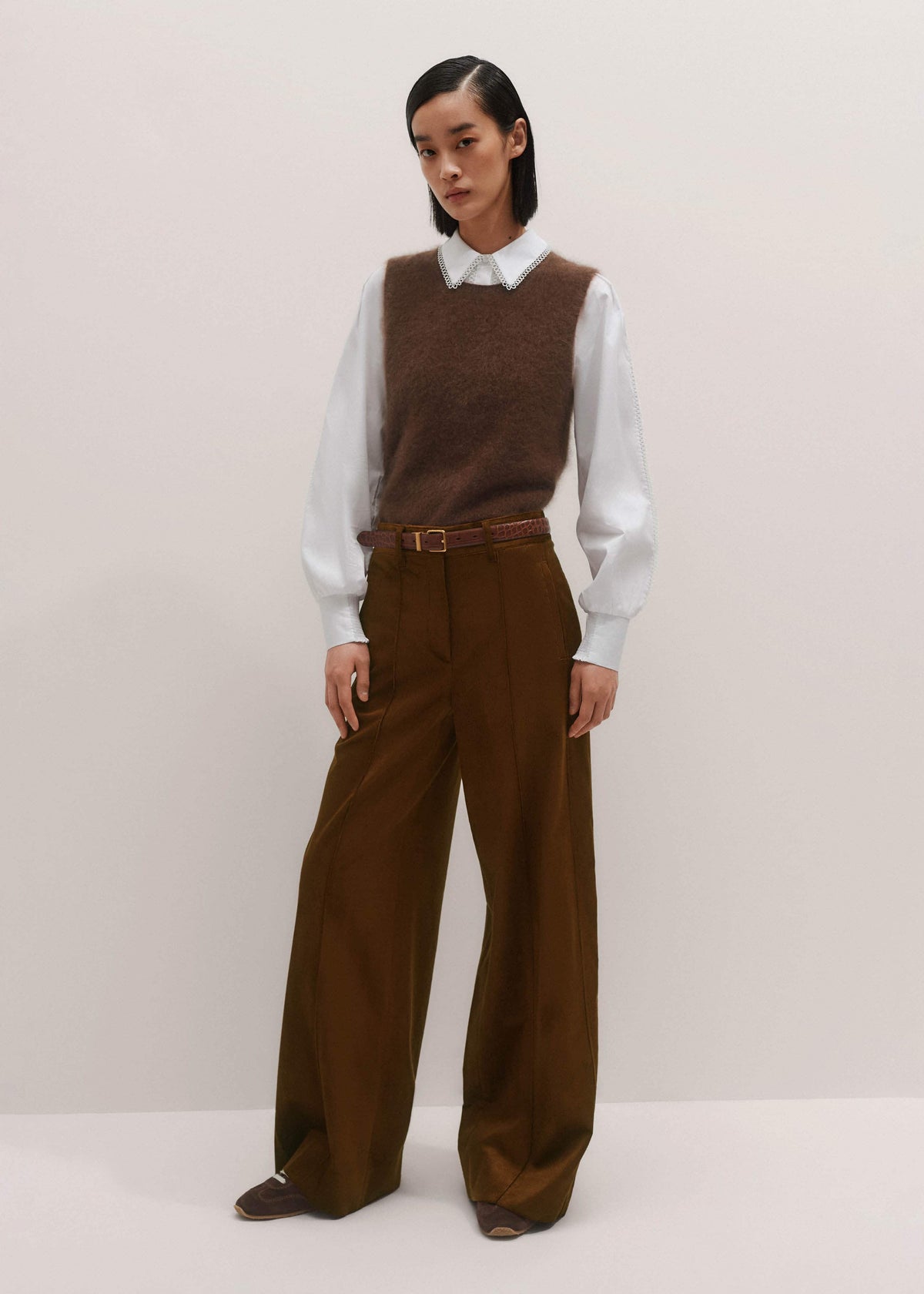 Brown Straight Sweater Vest | ME+EM