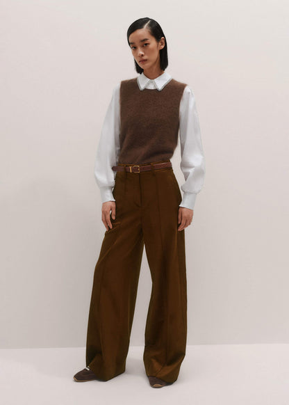 Brown Straight Sweater Vest | ME+EM