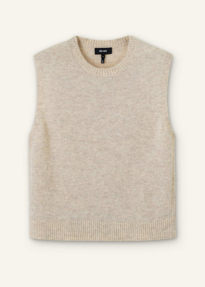 Cream Alpaca Blend Straight Knit Vest | ME+EM