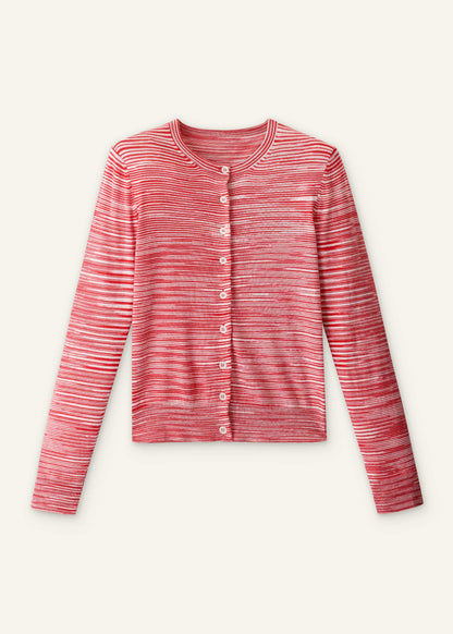 Red Spacedye Slim Fit Cardigan | ME+EM