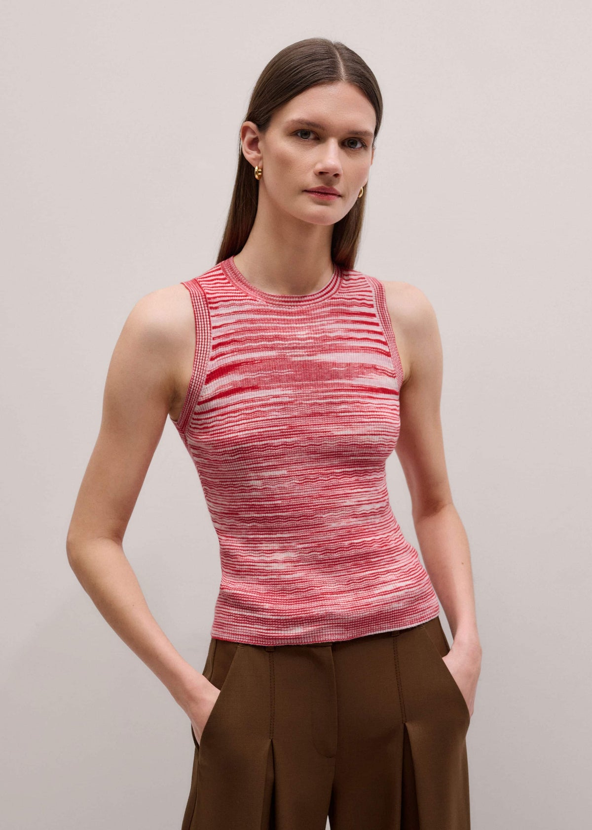 Red Spacedye Slim Fit Knit Vest | ME+EM