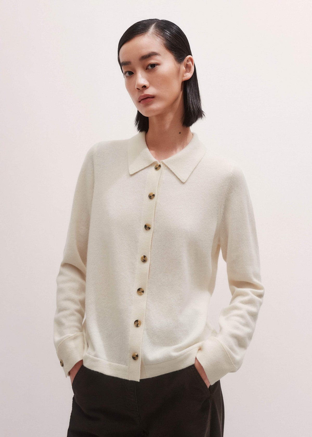 Cream Relaxed Knit Shirt | ME+EM