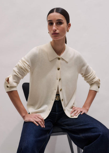 Cream Relaxed Knit Shirt | ME+EM