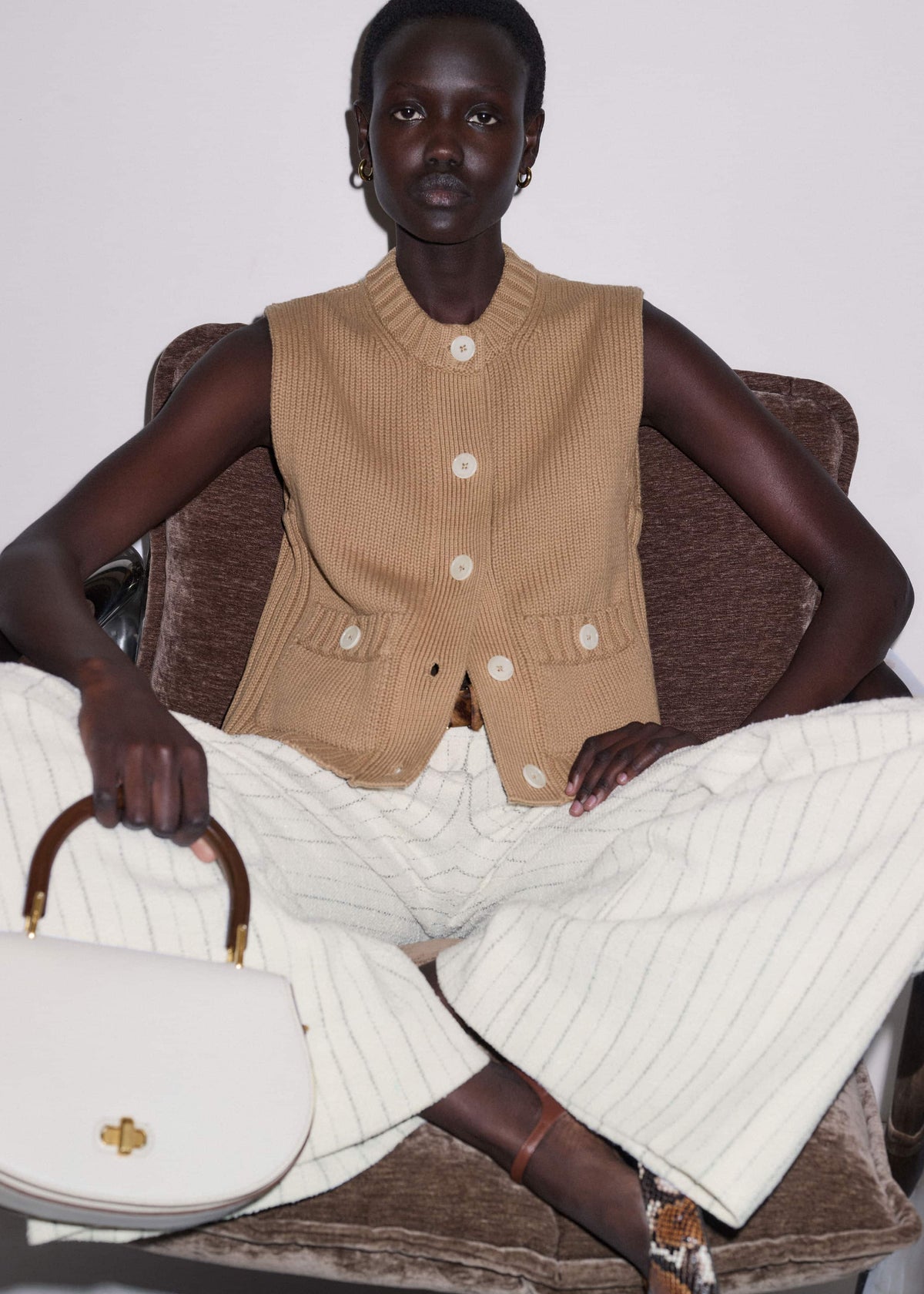 Brown Straight Crop Vest | ME+EM