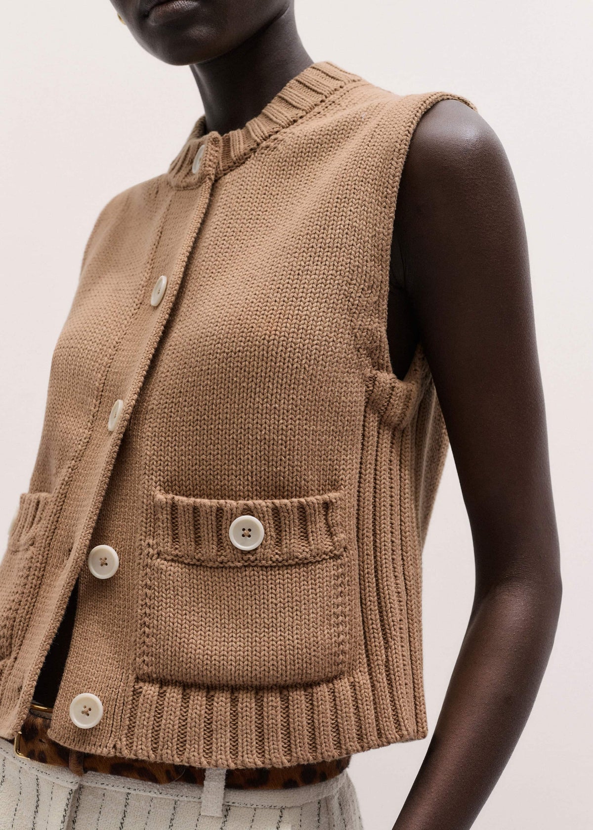 Brown Straight Crop Vest | ME+EM