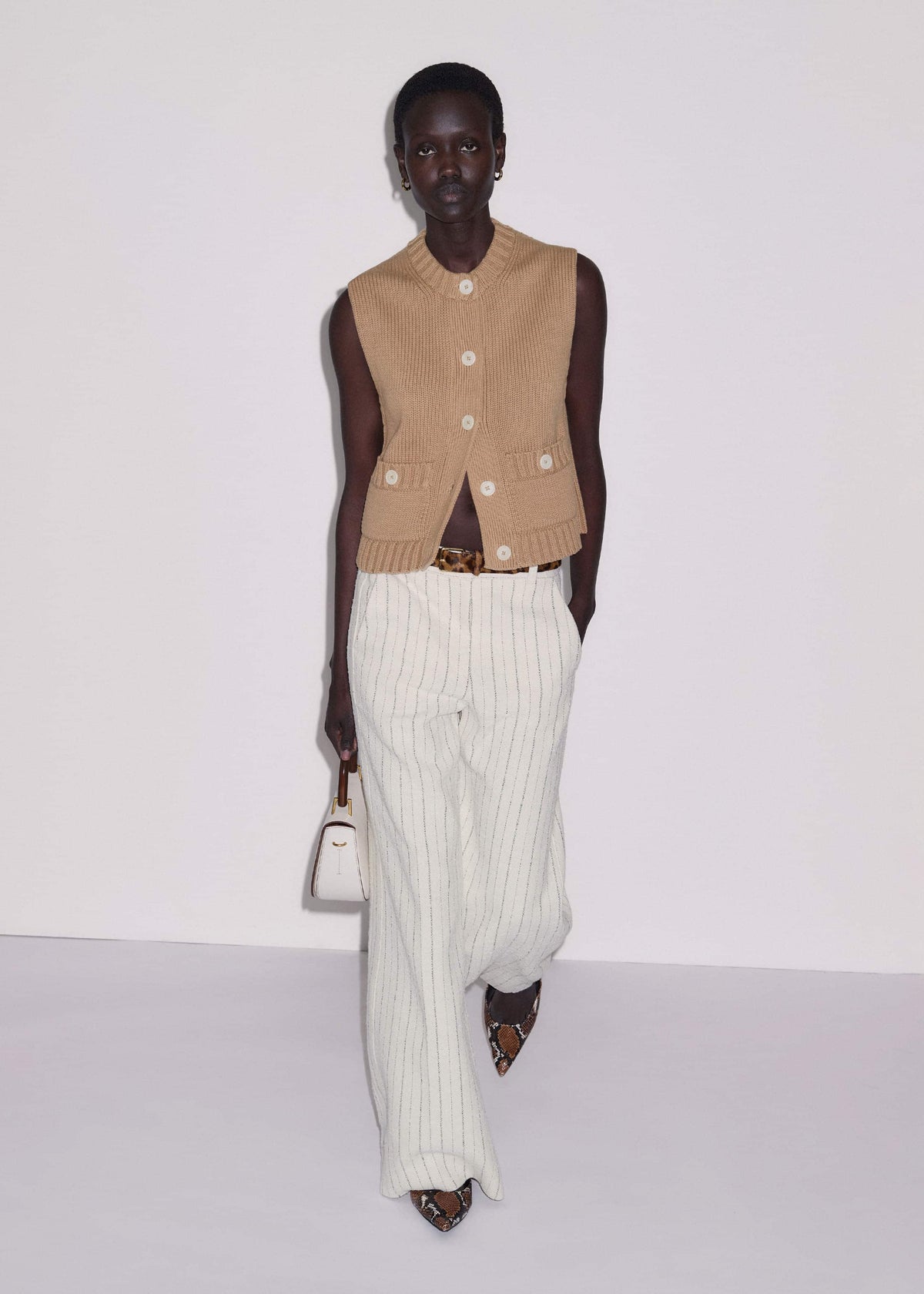 Brown Straight Crop Vest | ME+EM