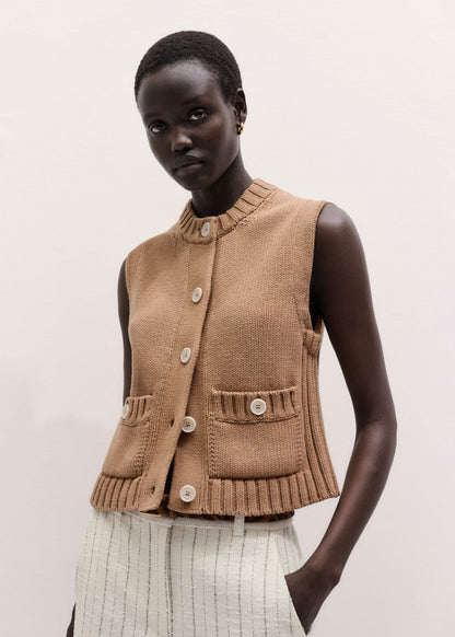 Brown Straight Crop Vest | ME+EM