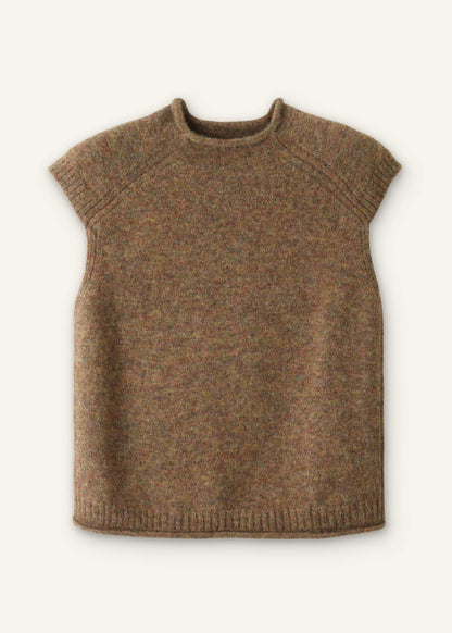 Brown Roll Trim Straight Layering Sweater Vest | ME+EM