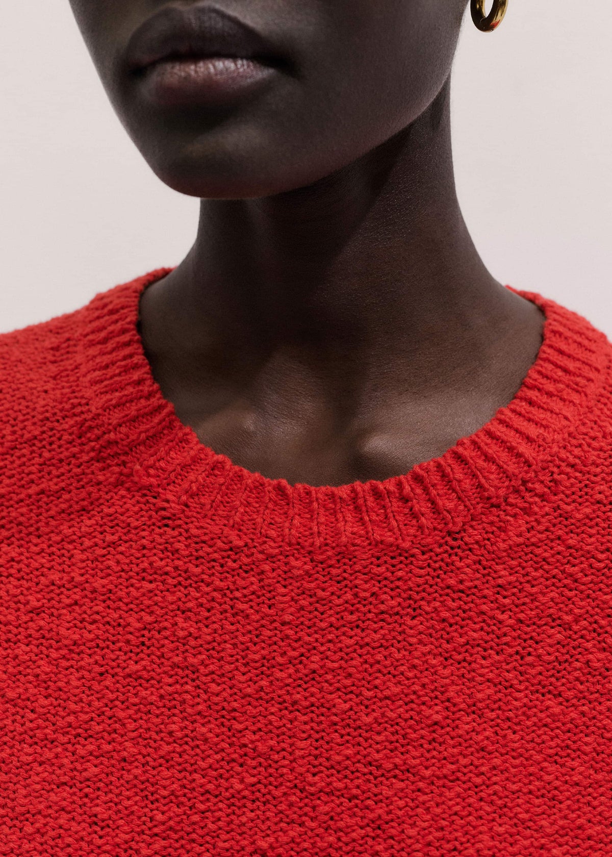 Red Bouclé Straight Baby Tee | ME+EM
