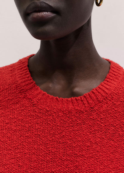 Red Bouclé Straight Baby Tee | ME+EM
